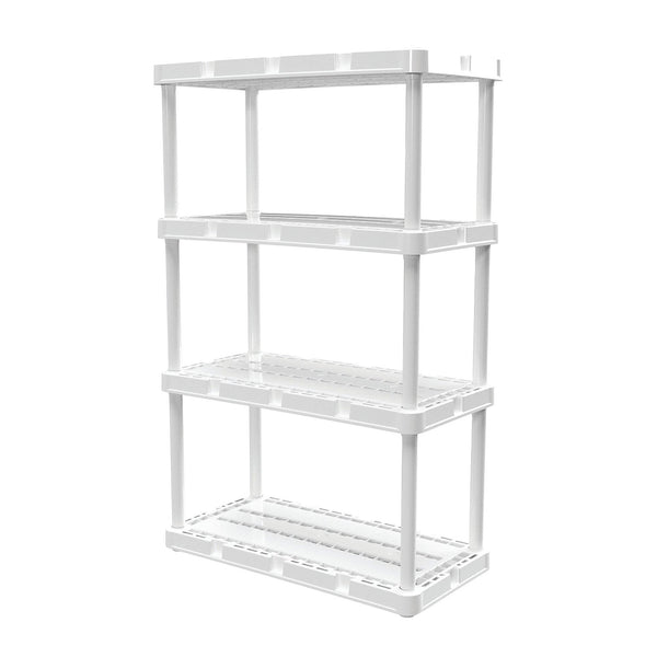 Gracious Living 4 Shelf Knect-A-Shelf Fixed Height Light Duty Storage Unit,White