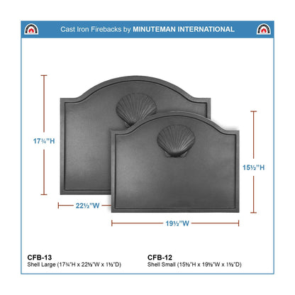 Minuteman International CFB-13 Cast Iron Shell Fireplace Fireback, Large, Black