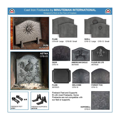 Minuteman International CFB-13 Cast Iron Shell Fireplace Fireback, Large, Black