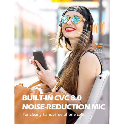 SuperEQ S2 Bluetooth Wired or Wireless Active Noise Canceling Headphones, Black