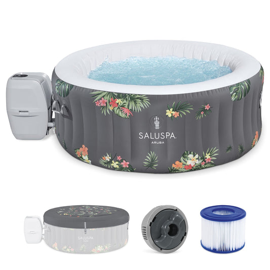 Bestway SaluSpa Aruba AirJet Inflatable Hot Tub with 110 Soothing Jets, Gray