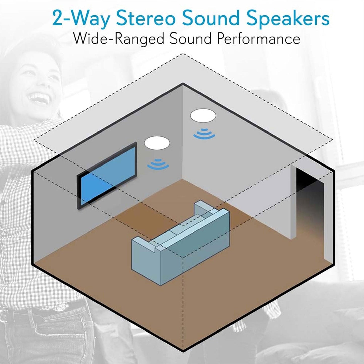 Pyle PDIC81RD 250W 8" Round Flush Mount In-Wall/Ceiling Home Speakers, 2 Pack