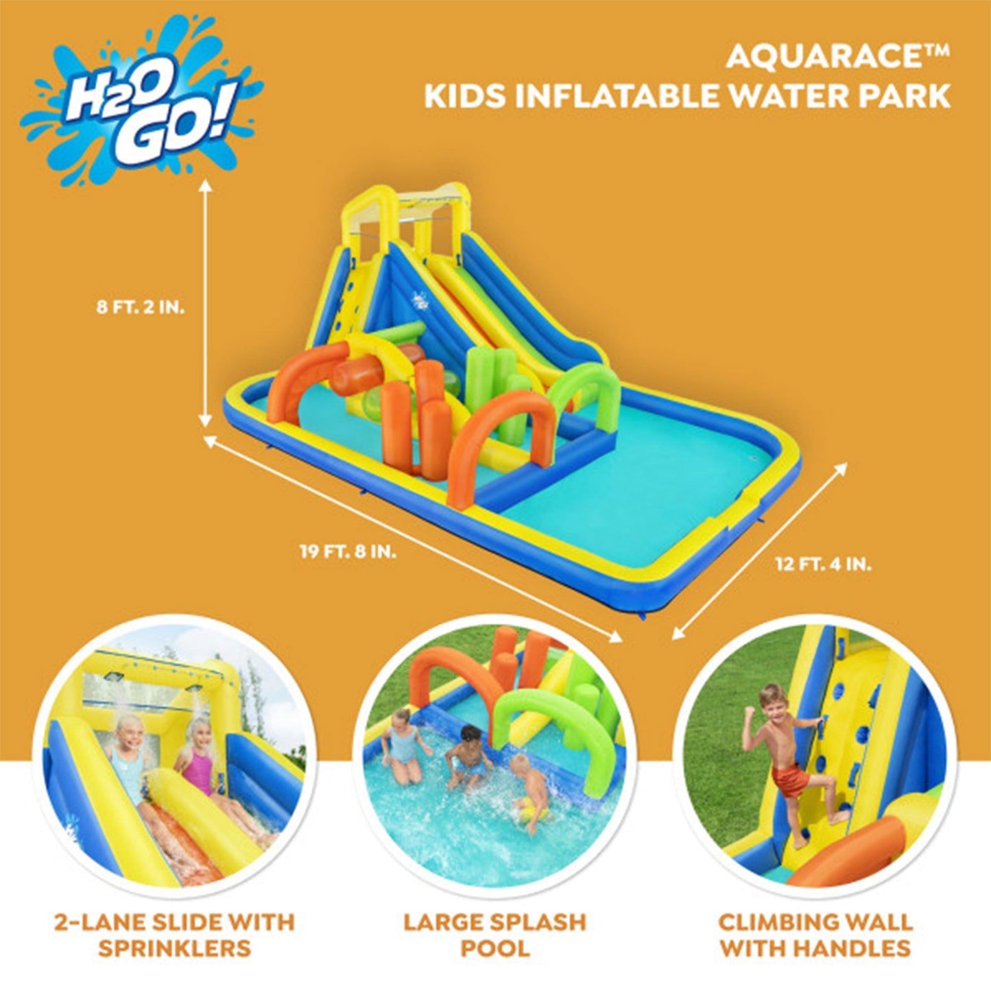Bestway H2OGO! AquaRace Kids Inflatable Outdoor Water Slide Park with Air Blower