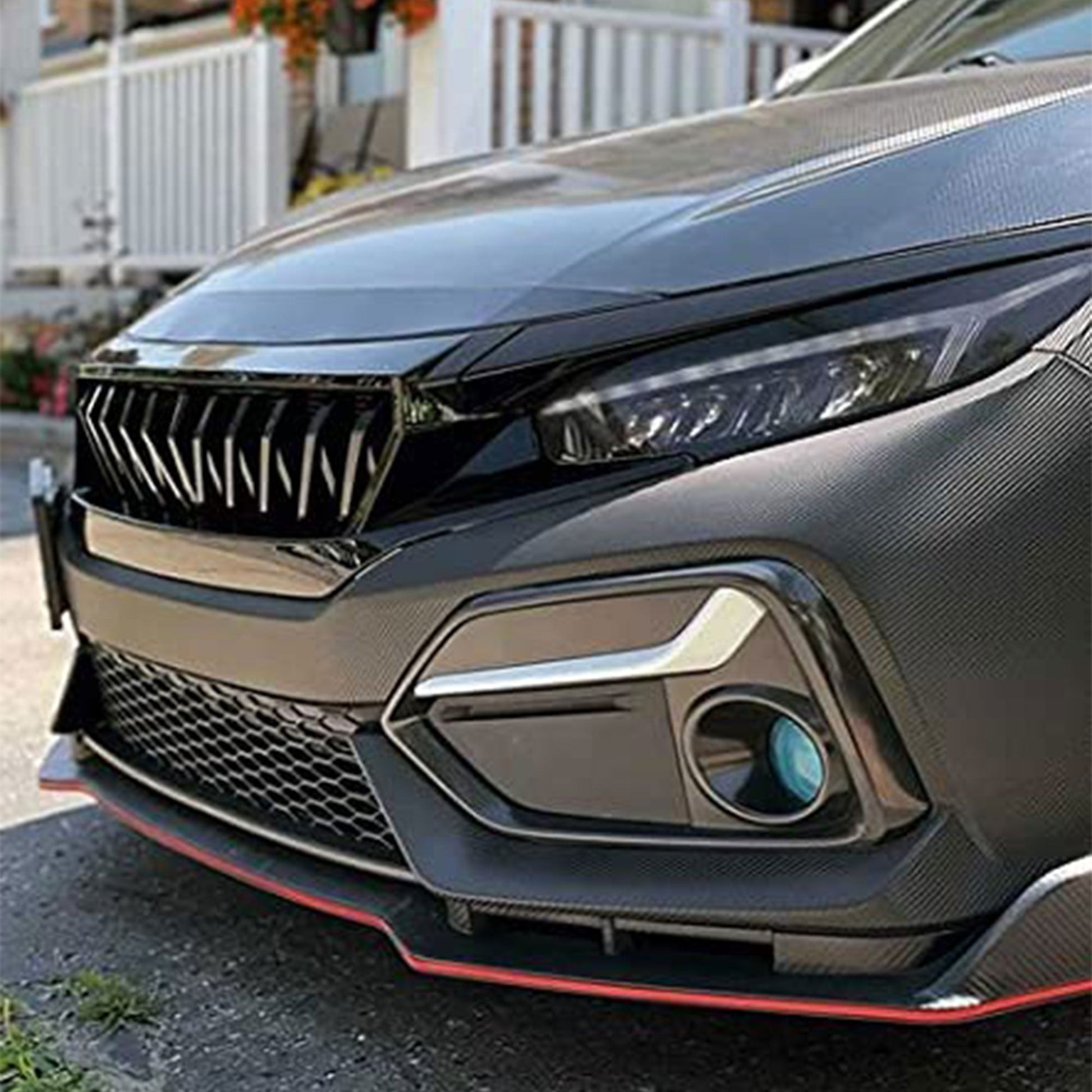 American Modified Front Shark Grille for 2016 to 2021 Honda Civic Models, Black - Find Fresh Goods