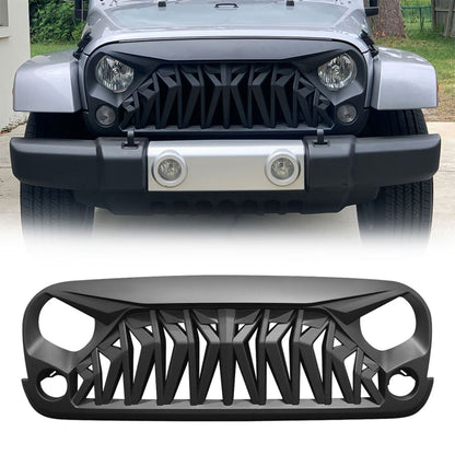 American Modified Front Shark Grille for 2007 to 2018 Jeep Models, Matte Black - Find Fresh Goods
