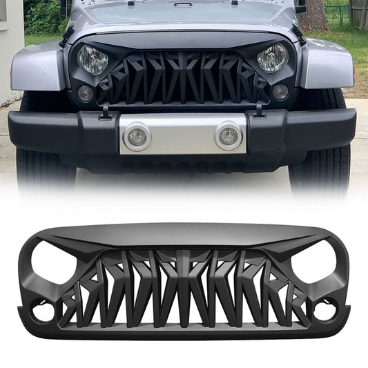 American Modified Front Shark Grille for 2007 to 2018 Jeep Models, Matte Black - Find Fresh Goods
