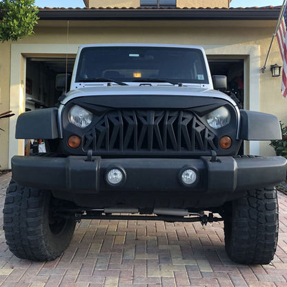 American Modified Front Shark Grille for 2007 to 2018 Jeep Models, Matte Black - Find Fresh Goods