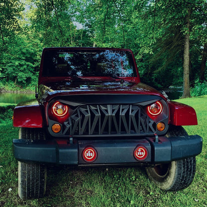 American Modified Front Shark Grille for 2007 to 2018 Jeep Models, Matte Black - Find Fresh Goods