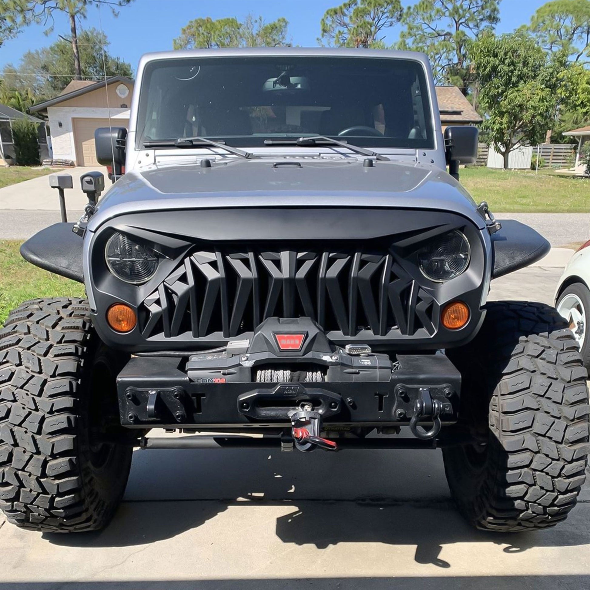 American Modified Front Shark Grille for 2007 to 2018 Jeep Models, Matte Black - Find Fresh Goods