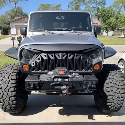 American Modified Front Shark Grille for 2007 to 2018 Jeep Models, Matte Black - Find Fresh Goods