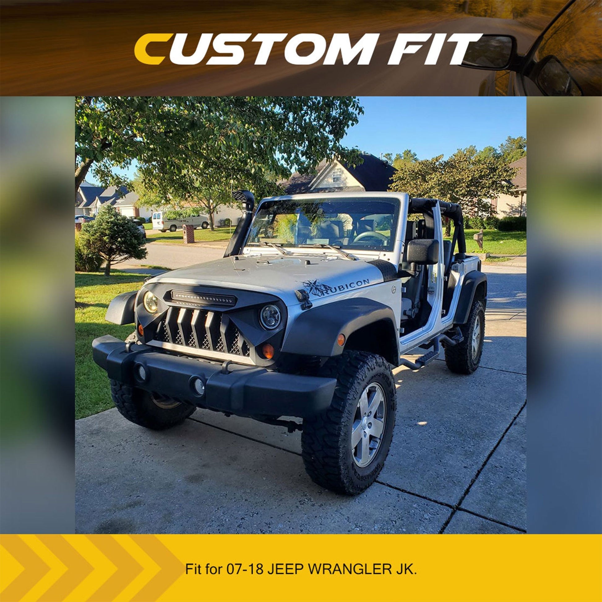 AMERICAN MODIFIED Front Grille w/Off Road Lights for 07-18 Jeep Wrangler JK - Find Fresh Goods