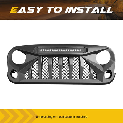 AMERICAN MODIFIED Front Grille w/Off Road Lights for 07-18 Jeep Wrangler JK - Find Fresh Goods