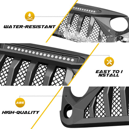 AMERICAN MODIFIED Front Grille w/Off Road Lights for 07-18 Jeep Wrangler JK - Find Fresh Goods