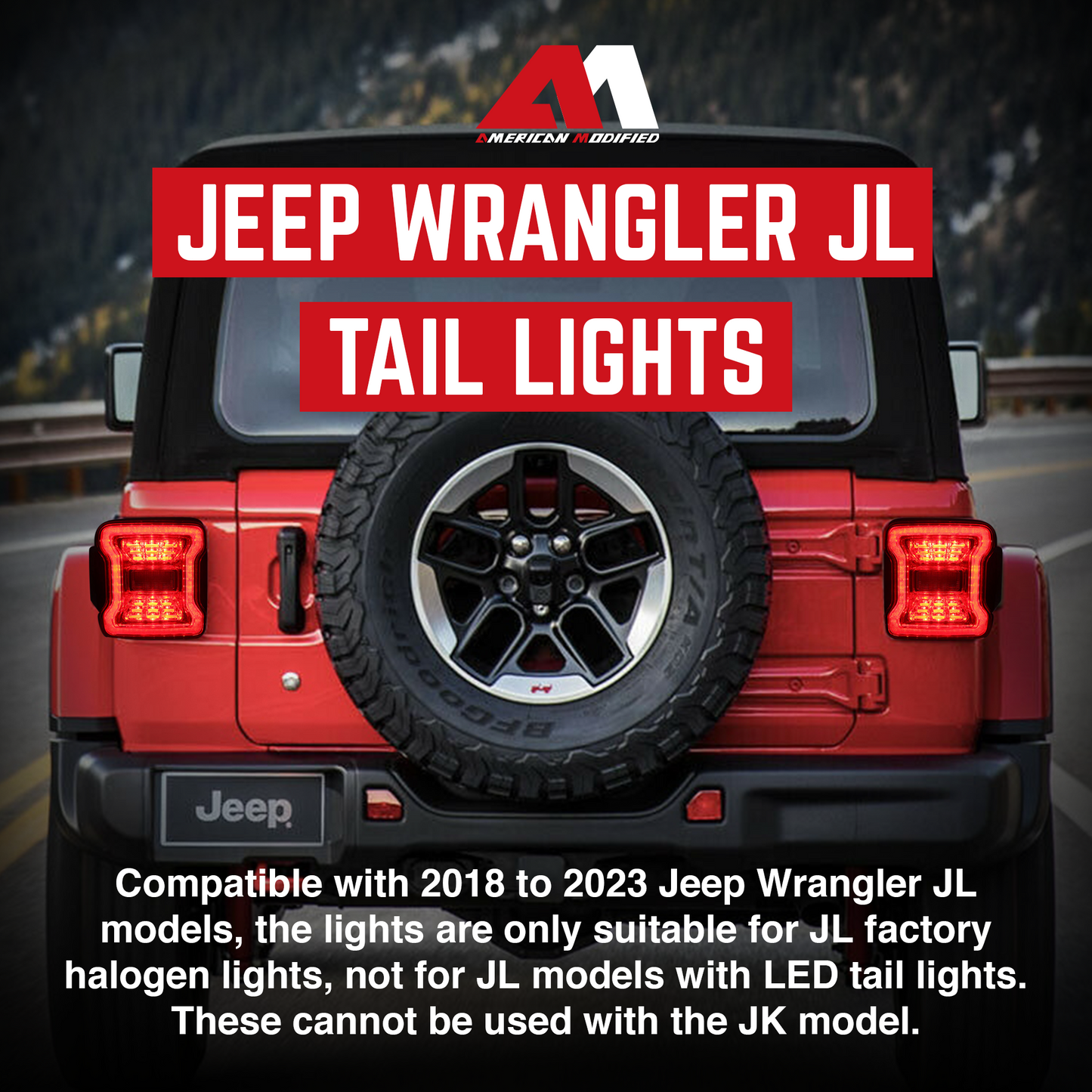 AMERICAN MODIFIED Tail Lights for 2018 to 2023 Jeep Wrangler JL Models, Pair - Find Fresh Goods