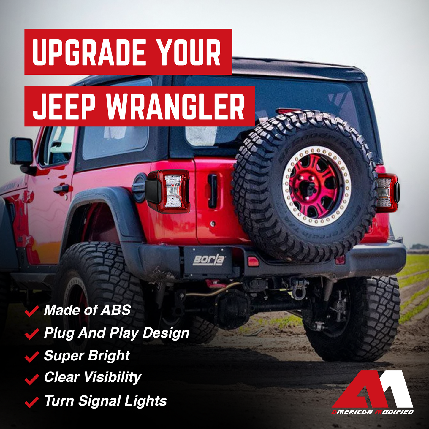 AMERICAN MODIFIED Tail Lights for 2018 to 2023 Jeep Wrangler JL Models, Pair - Find Fresh Goods