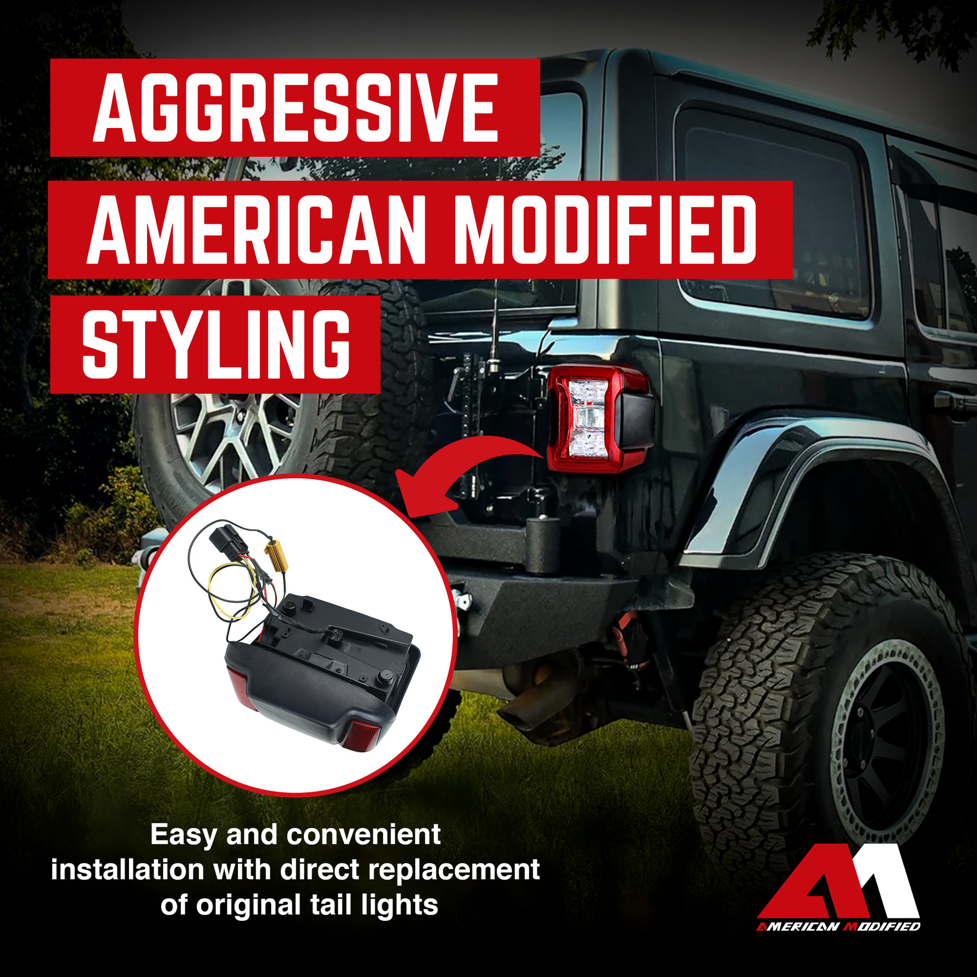 AMERICAN MODIFIED Tail Lights for 2018 to 2023 Jeep Wrangler JL Models, Pair - Find Fresh Goods