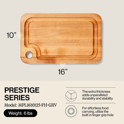 John Boos Prestige Maple Wood Edge Grain Kitchen Cutting Board,16" x 10" x 1.25"