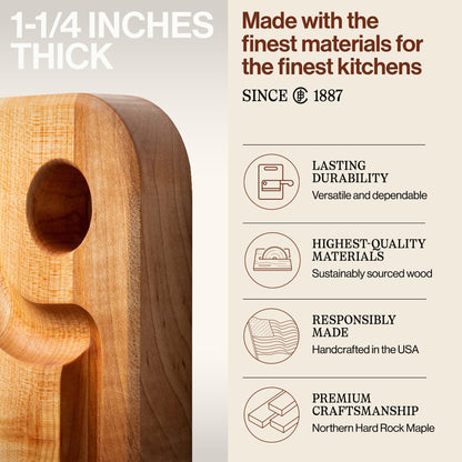 John Boos Prestige Maple Wood Edge Grain Kitchen Cutting Board,16" x 10" x 1.25"