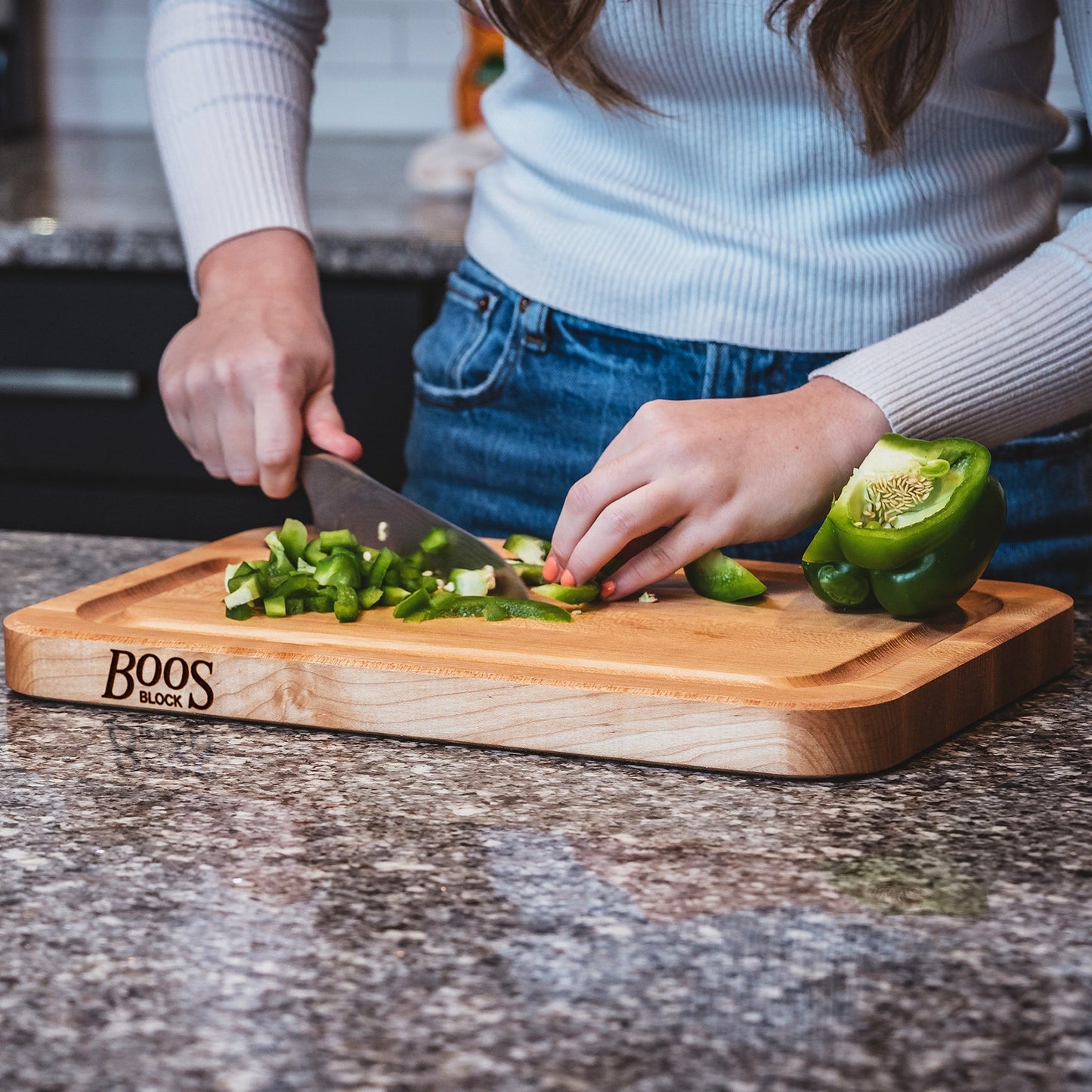 John Boos Prestige Maple Wood Edge Grain Kitchen Cutting Board,16" x 10" x 1.25"