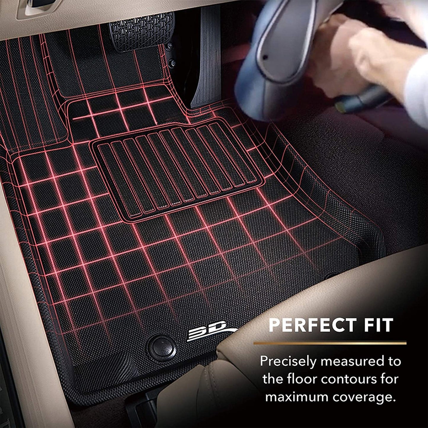 3D MAXpider Kagu Series Second Row Floor Mat Liner, 2012-2019 Tesla Model S, Tan - Find Fresh Goods