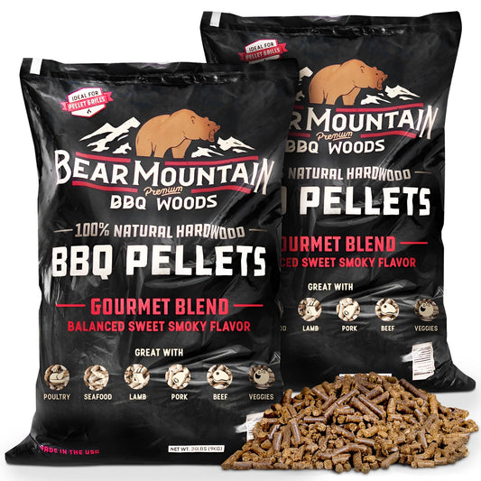 Bear Mountain BBQ Natural Hardwood Gourmet Blend Smoker Pellets, 20 lbs (2 Pack)