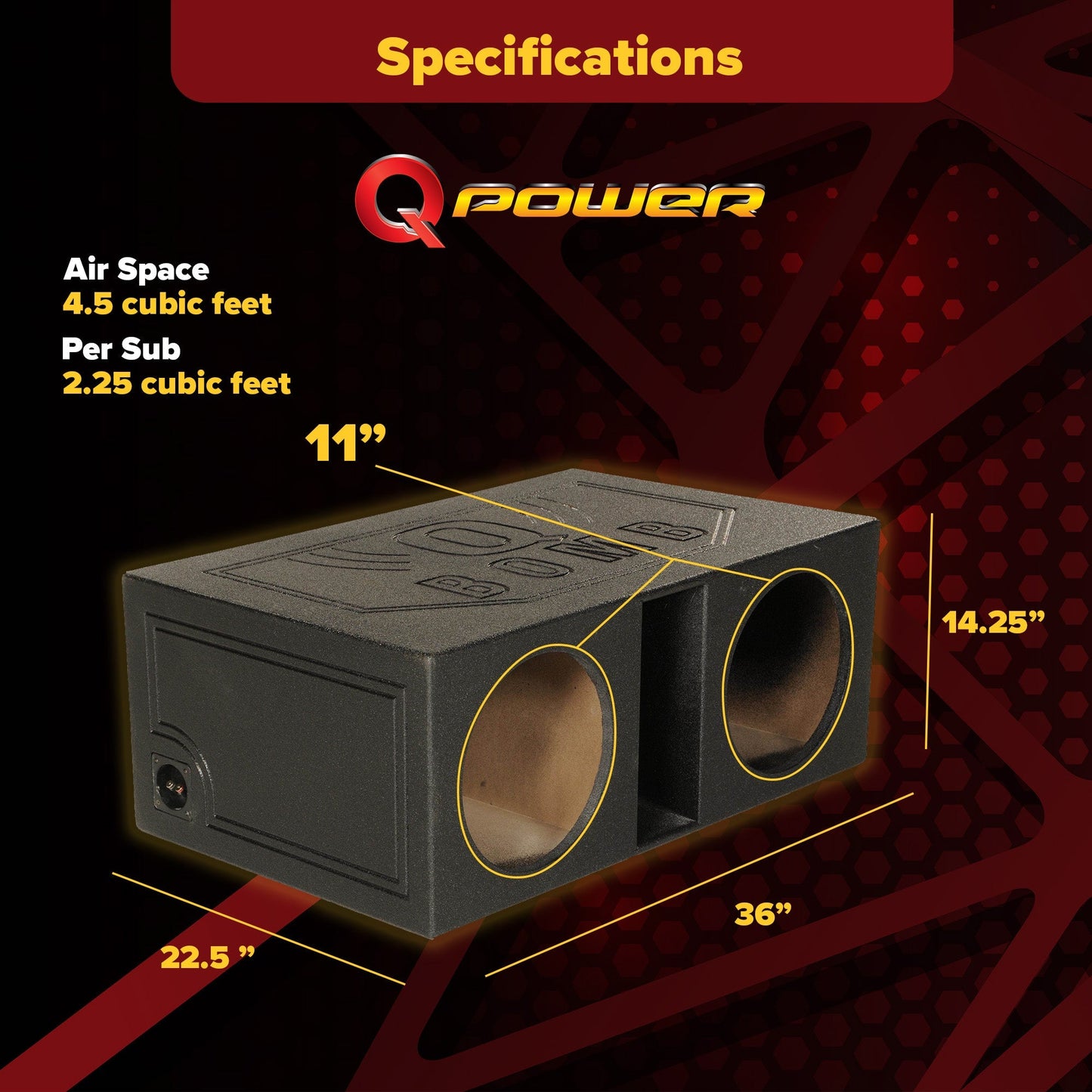 QPower QBOMB12VL Dual 12 Inch Vented Ported Car Subwoofer Sub Box Enclosure - Find Fresh Goods