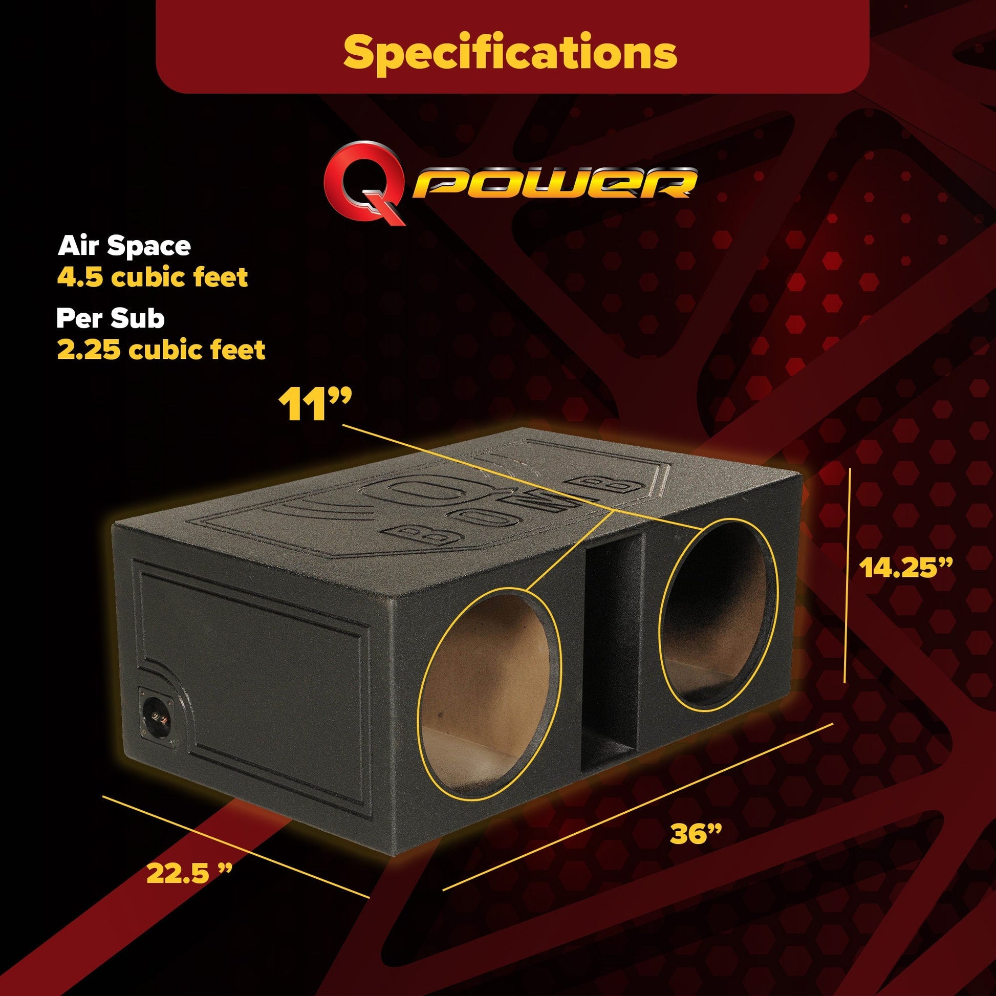 QPower QBOMB12VL Dual 12 Inch Vented Ported Car Subwoofer Sub Box Enclosure - Find Fresh Goods
