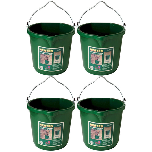 Farm Innovators Oversized 5 Gallon Plastic Flat Heated Bucket, 120 Watt (4 Pack)
