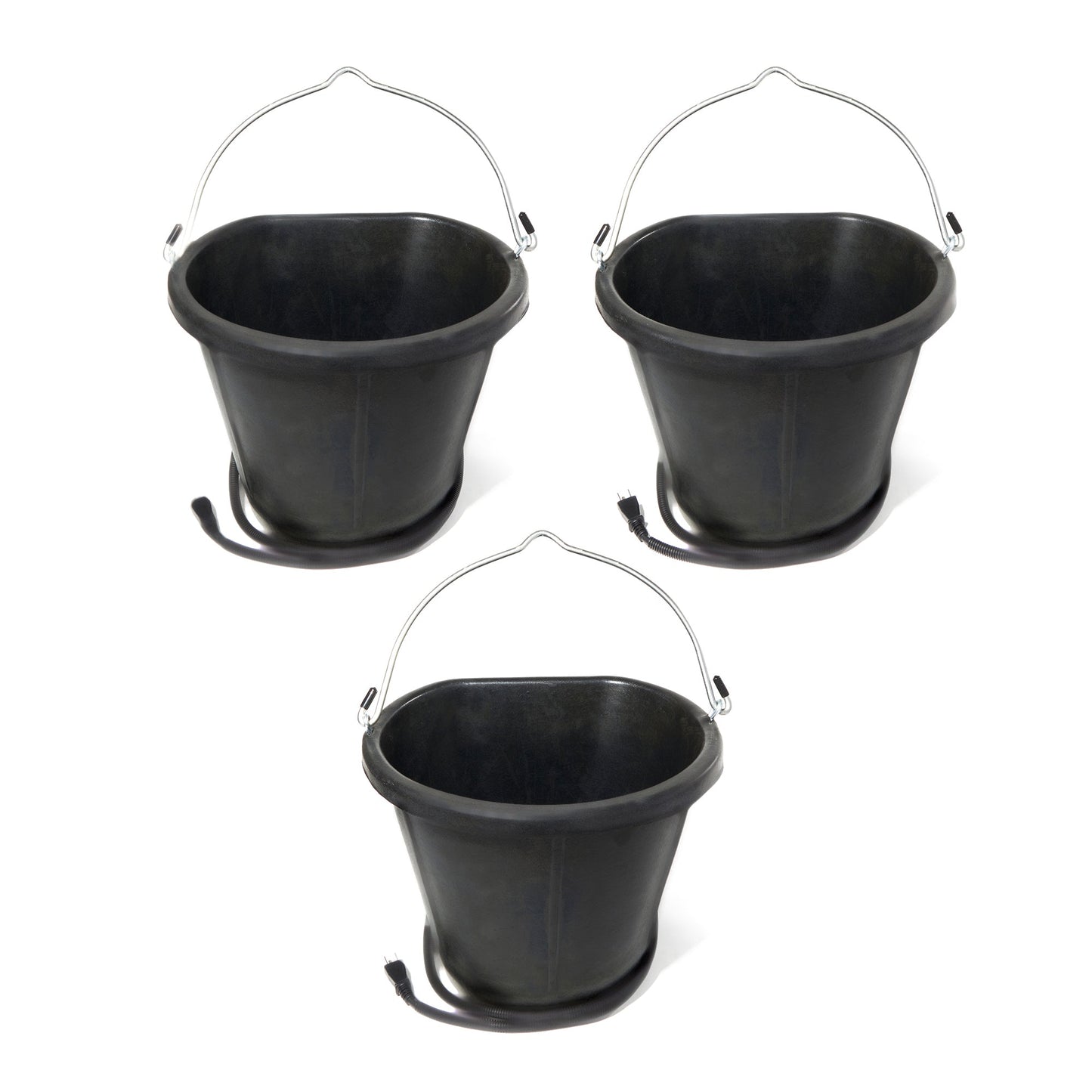 Farm Innovators 18 Qt Rubber Flat Back Heated Bucket w/ Guard, 90 Watt (3 Pack)