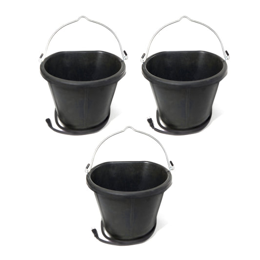Farm Innovators 18 Qt Rubber Flat Back Heated Bucket w/ Guard, 90 Watt (3 Pack)