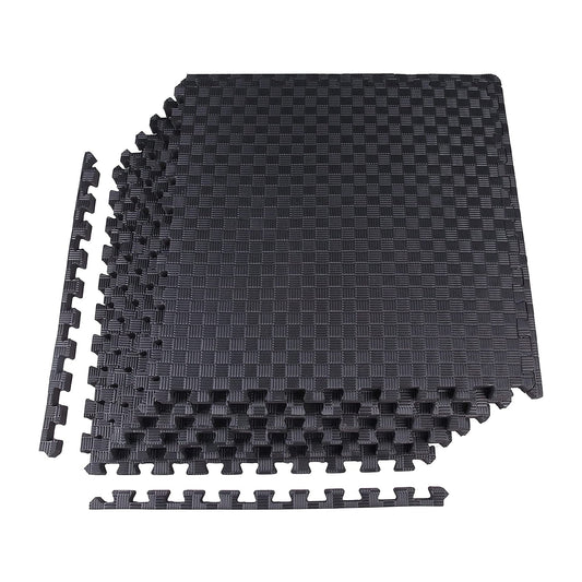 BalanceFrom Fitness Foam Interlocking Exercise Floor Mat, 24 Square Feet, Black