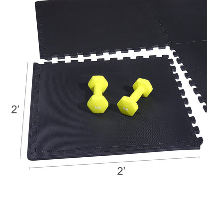 BalanceFrom Fitness Foam Interlocking Exercise Floor Mat, 24 Square Feet, Black