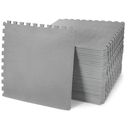 BalanceFrom Fitness 144 Sq Ft Interlocking EVA Foam Exercise Mat Tiles, Gray