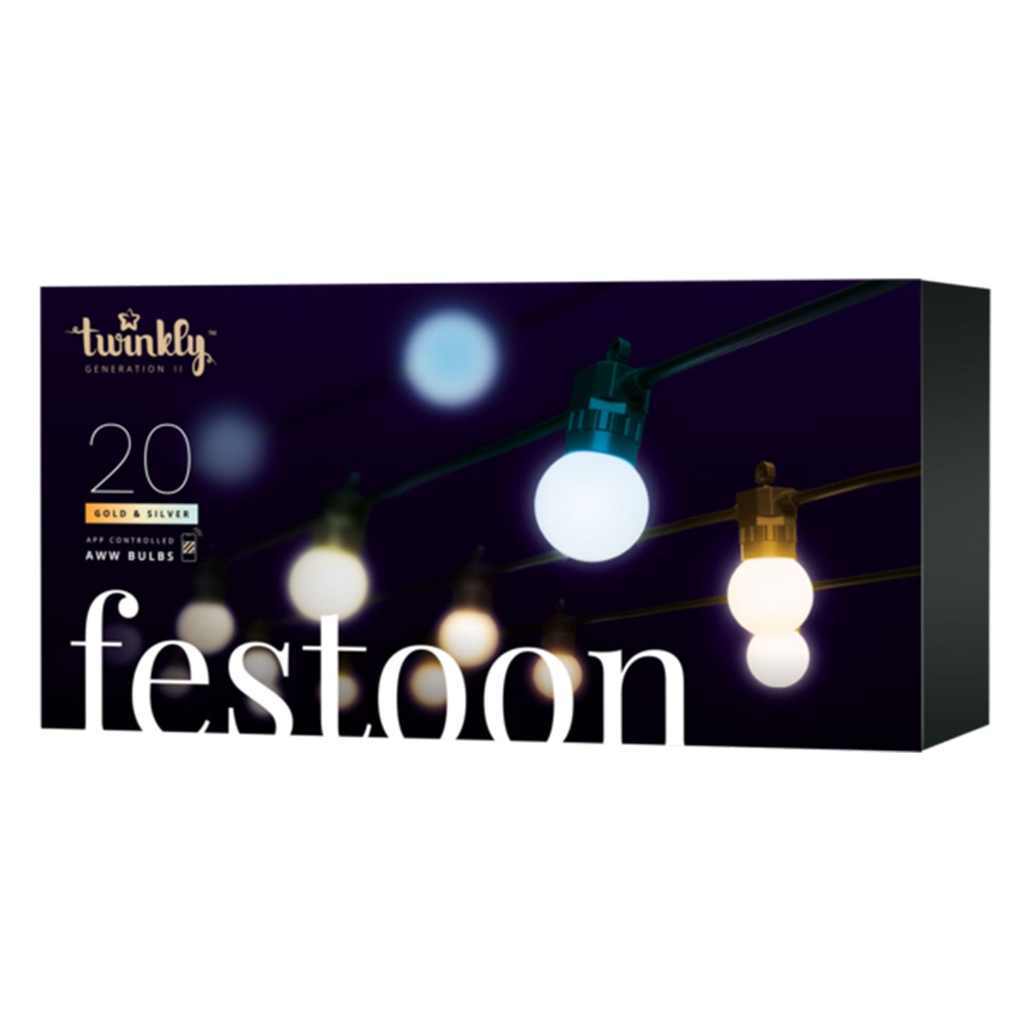 Twinkly Festoon App-Controlled Smart LED Light String 20 AWW (Warm/Cool White)