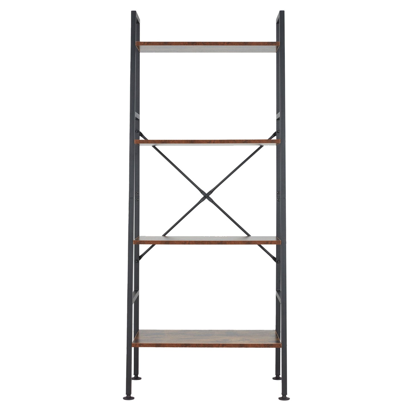 Jomeed Rustic Modern 4 Tier Wood and Steel Bookshelf Storage Organizer Shelf