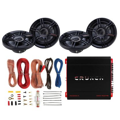 Crunch PX-1000 Car Stereo Amp with 4 3-Way Speakers and Soundstorm Wiring Kit - Find Fresh Goods