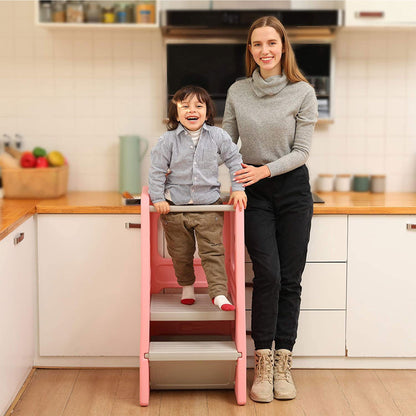SDADI PLT01PK Children's Plastic Learning Stool with 3 Adjustable Heights, Pink