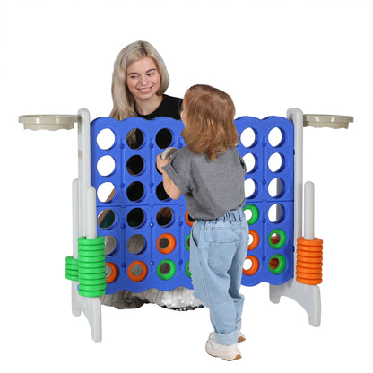 SDADI Giant 33 Inch 4-In-A-Row Game and Basketball Game for Kids, Gray and Blue