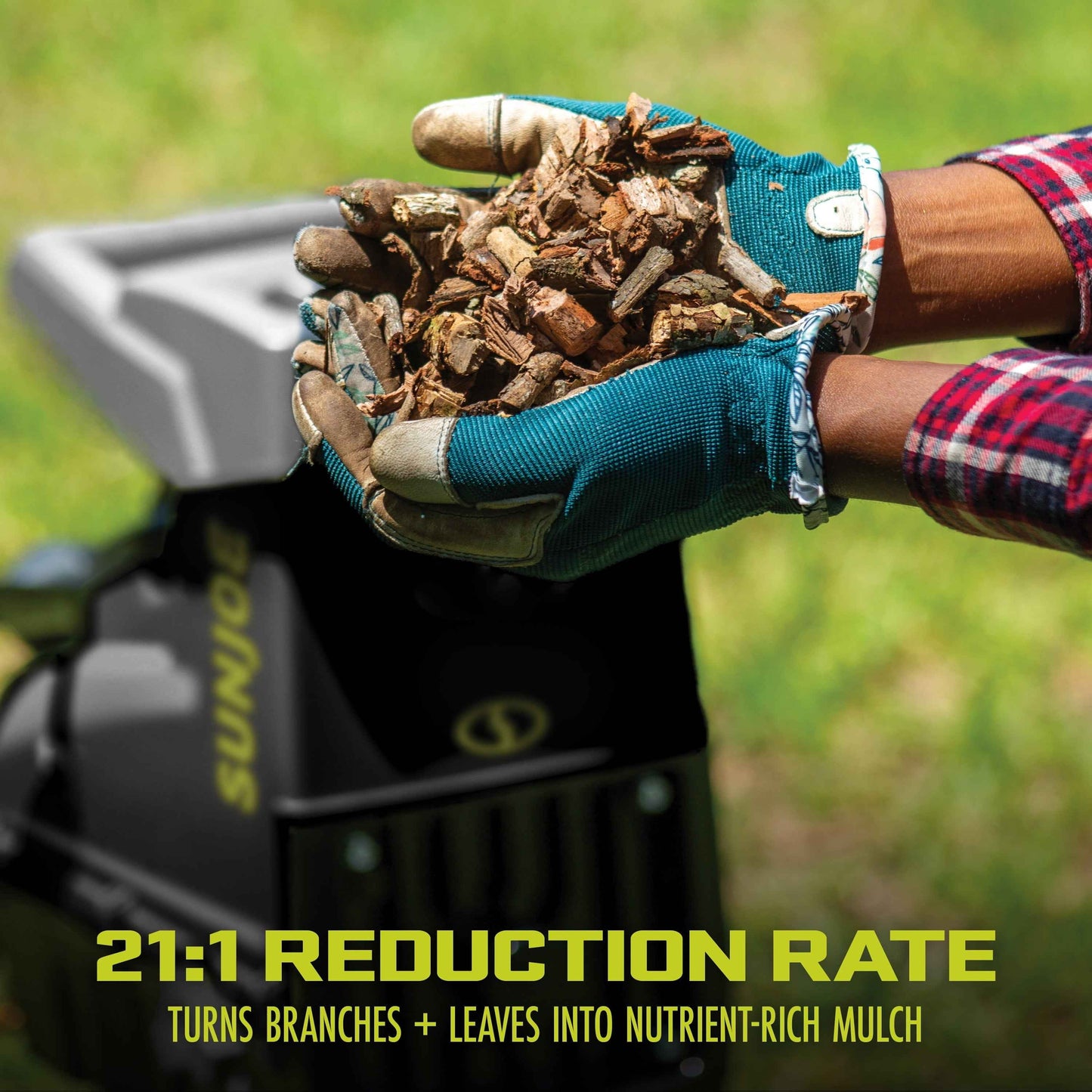 Sun Joe Silent Wood Chipper Shredder, 15 Amp Machine with 1.7" Cutting Diameter, CJ603E