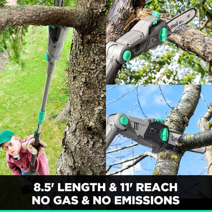 Litheli Cordless Pole Saw,10-Inch 40V Pole Saws for Tree Trimming, Battery Pole Saw With 2.5Ah Battery & Charger