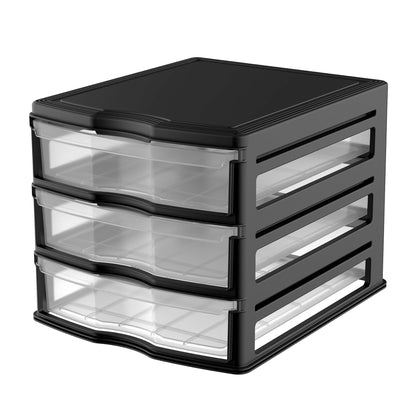 Life Story 3 Drawer Stackable Shelf Organizer Storage Drawers, Black (3 Pack)