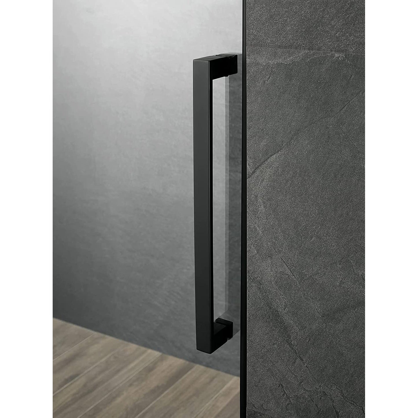 Serene Valley 48 x 74 Inch Square Rail Frameless Sliding Shower Door, Black