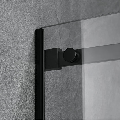 Serene Valley 48 x 74 Inch Square Rail Frameless Sliding Shower Door, Black