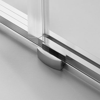 Serene Valley 60 x 66 Inch Square Rail Frameless Sliding Shower Door, Chrome