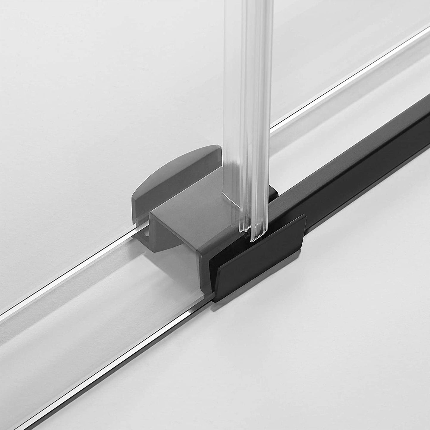 Serene Valley 56 x 74 Inch Big Roller Frameless Sliding Shower Door, Matte Black