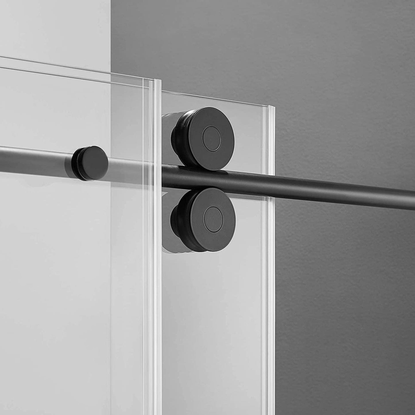 Serene Valley 60 x 74 Inch Big Roller Frameless Sliding Shower Door, Matte Black