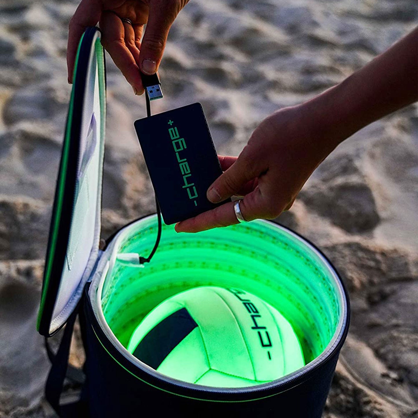 Chargeball Glow In The Dark Volleyball PRO Kit with LED Charging & Carrying Bag
