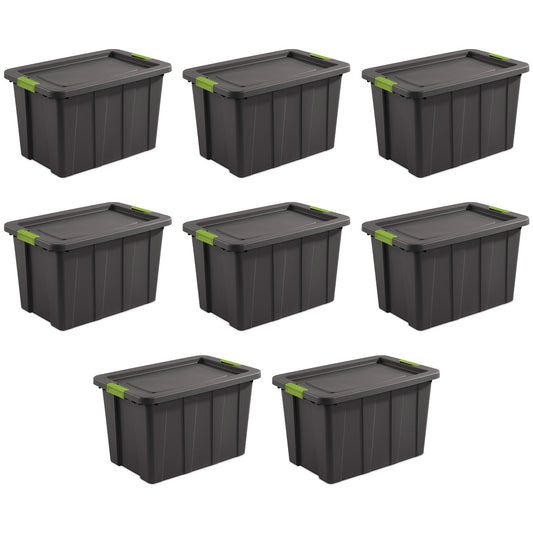 Sterilite 30 Gal Latching Tuff1 Stackable Storage Tote Bin w/ Latch Lid, 8 Pack