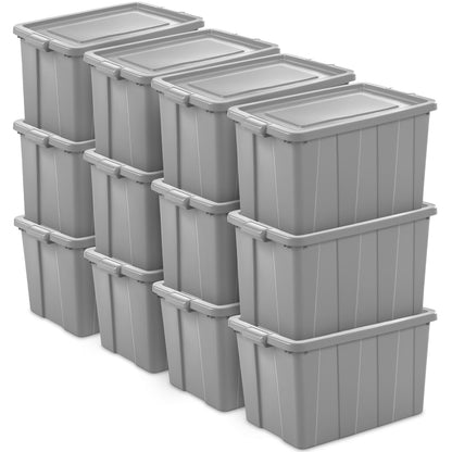 Sterilite Tuff1 30 Gallon Plastic Storage Tote Container Bin with Lid (16 Pack)