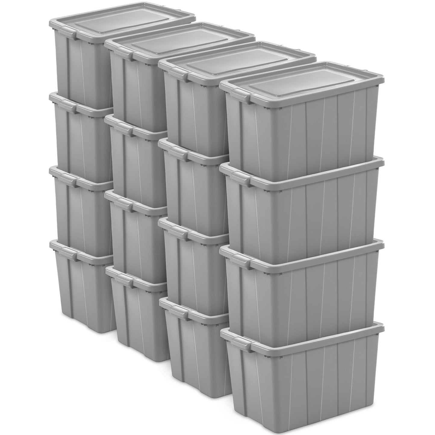 Sterilite Tuff1 30 Gallon Plastic Storage Tote Container Bin with Lid (16 Pack)